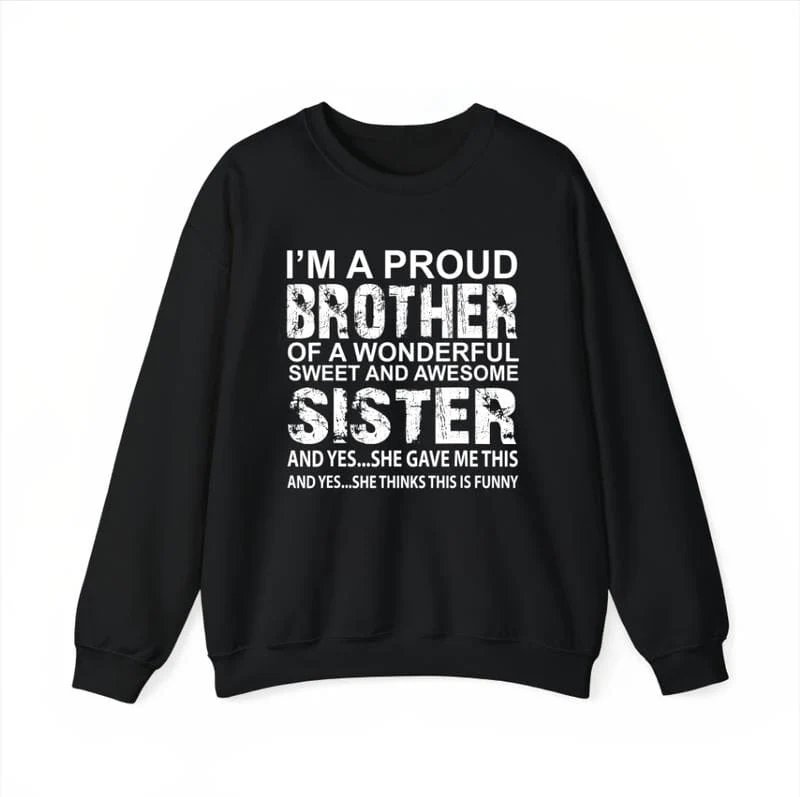 100% Cotton Brother Birthday & Xmas Funny T-Shirt Gift from Awesome Sister - Image 3