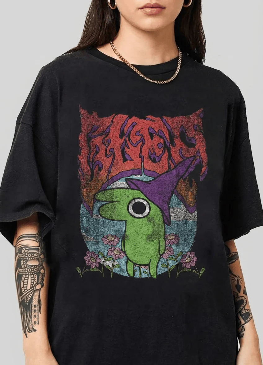 Smiling Friends Glep Vintage Heavy Metal Flowers Cartoon TShirt Sweatshirt Hoodie - Image 4