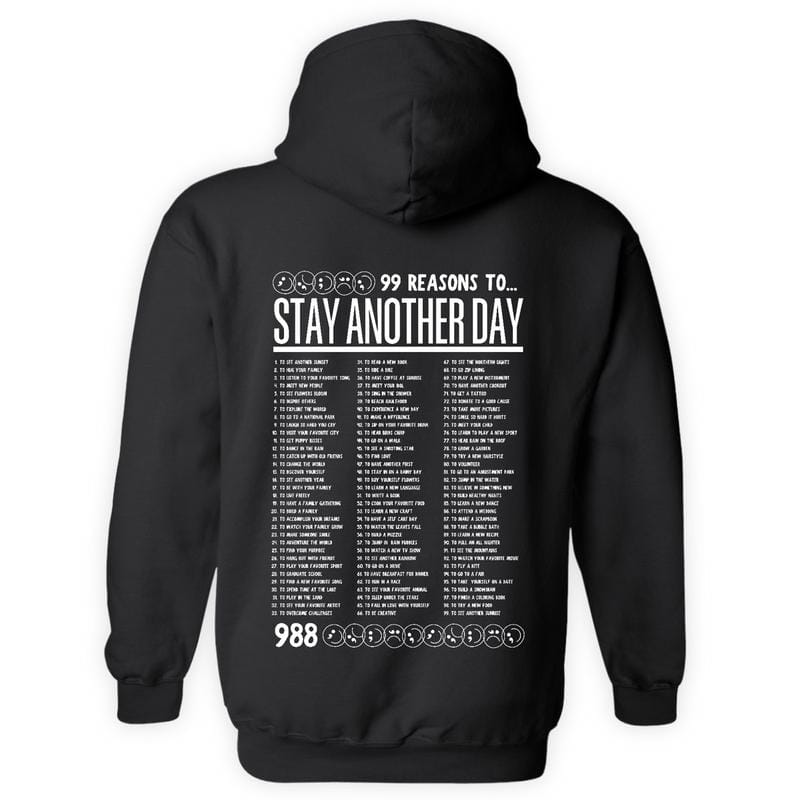 99 Reasons to Stay Another Day - Unisex Mental Health Awareness Hoodies, Crews, & Tshirts Sm-5x Long Sleeve Casual Crewneck Menswear Round Neck Classic Small - Image 3