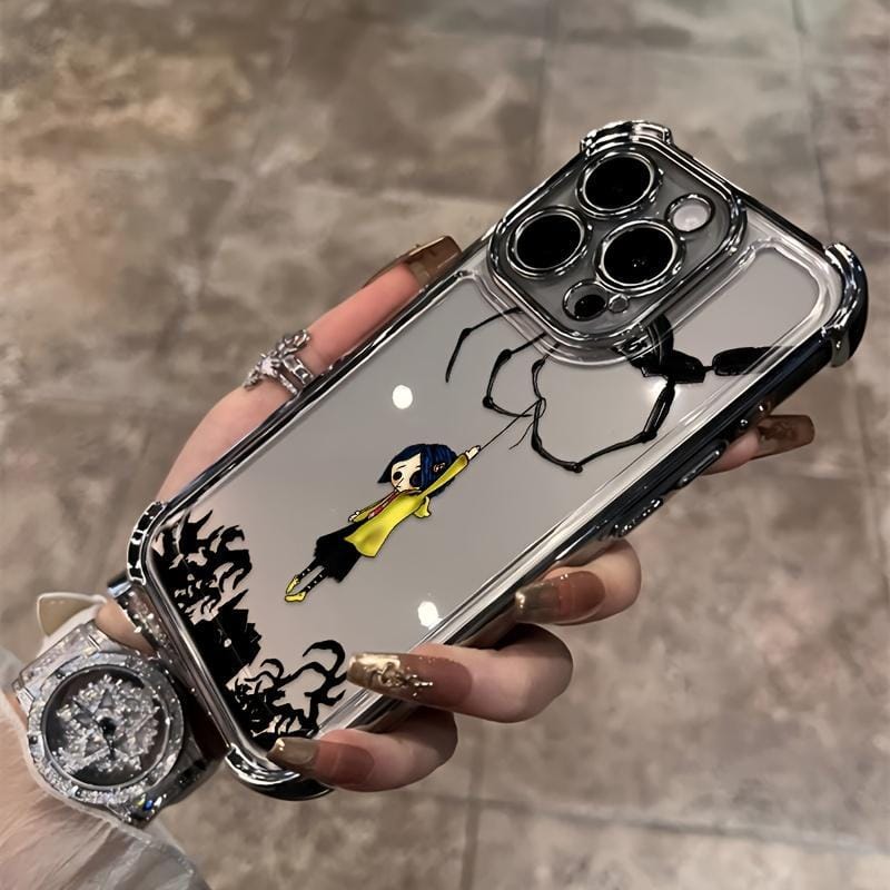 Anime Popular C-Coraline New Design Pattern Mobile Phone Case for iPhone 17 Air 17 16 15 14 13 12 11 Pro Max Plus Luxury Transparent Soft TPU+PC Back Cover Shockproof Protective Casing Anti-Drop Full Score Impact Dispersal - Image 3