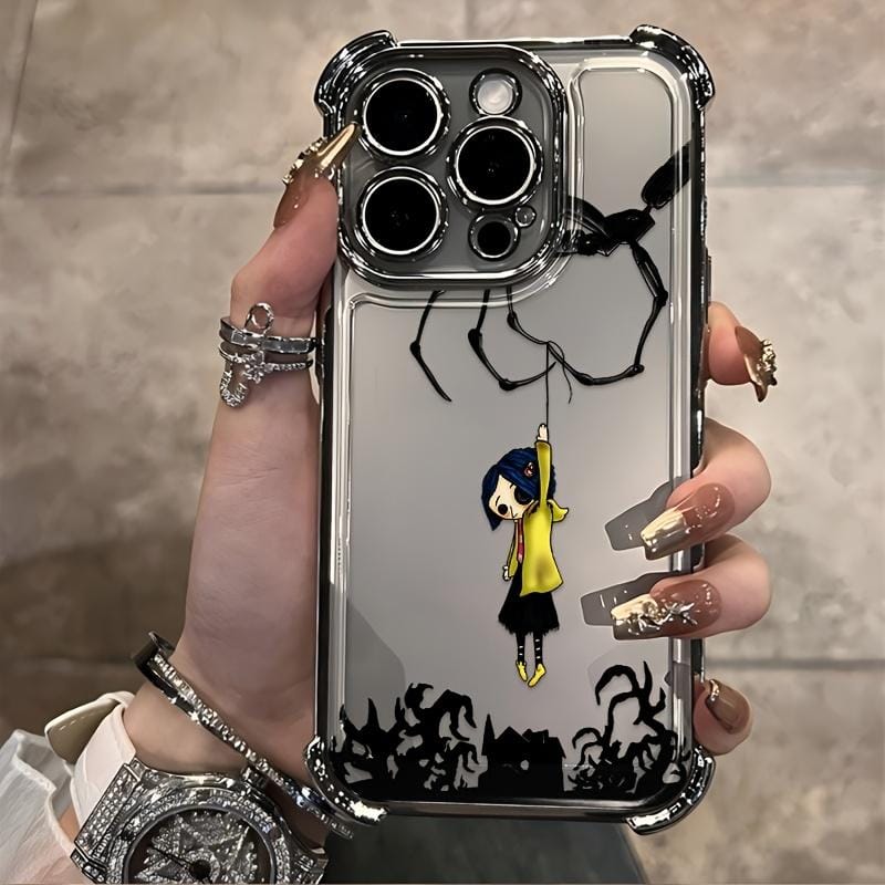 Anime Popular C-Coraline New Design Pattern Mobile Phone Case for iPhone 17 Air 17 16 15 14 13 12 11 Pro Max Plus Luxury Transparent Soft TPU+PC Back Cover Shockproof Protective Casing Anti-Drop Full Score Impact Dispersal - Image 7
