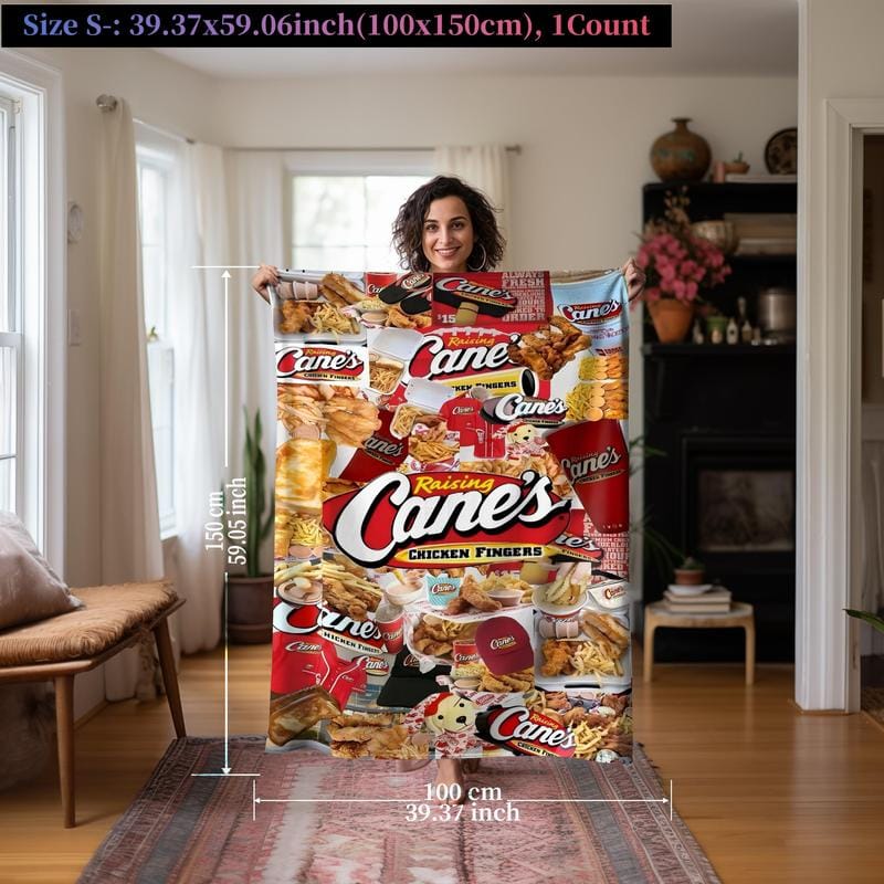Collage Blanket Raising Cane's Design, Perfect for Sofa, Bed, Travel, and Flight Essentials, Comfortable Napping Blanket, Essential Home Textile - Image 2