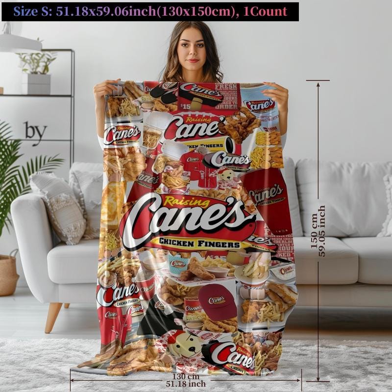 Collage Blanket Raising Cane's Design, Perfect for Sofa, Bed, Travel, and Flight Essentials, Comfortable Napping Blanket, Essential Home Textile - Image 3