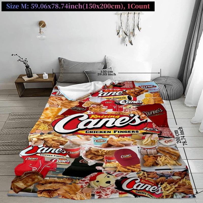 Collage Blanket Raising Cane's Design, Perfect for Sofa, Bed, Travel, and Flight Essentials, Comfortable Napping Blanket, Essential Home Textile - Image 4