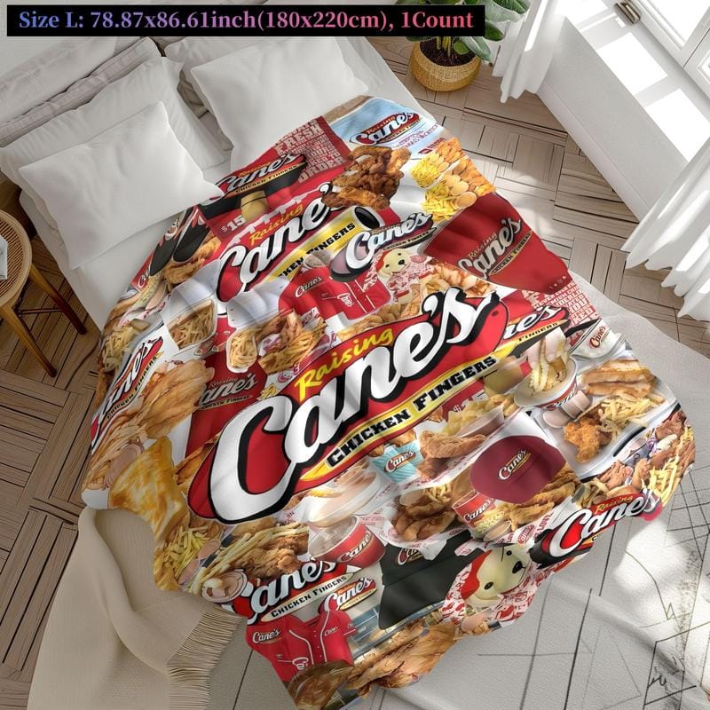 Collage Blanket Raising Cane's Design, Perfect for Sofa, Bed, Travel, and Flight Essentials, Comfortable Napping Blanket, Essential Home Textile - Image 5