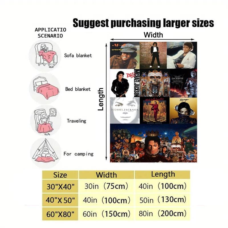 Famous Music Flannel Blanket, Funny Michael Blankets ,Soft and Comfortable Suitable for Sofas, Beds, Camping and Travel - Modern Style. - Image 3