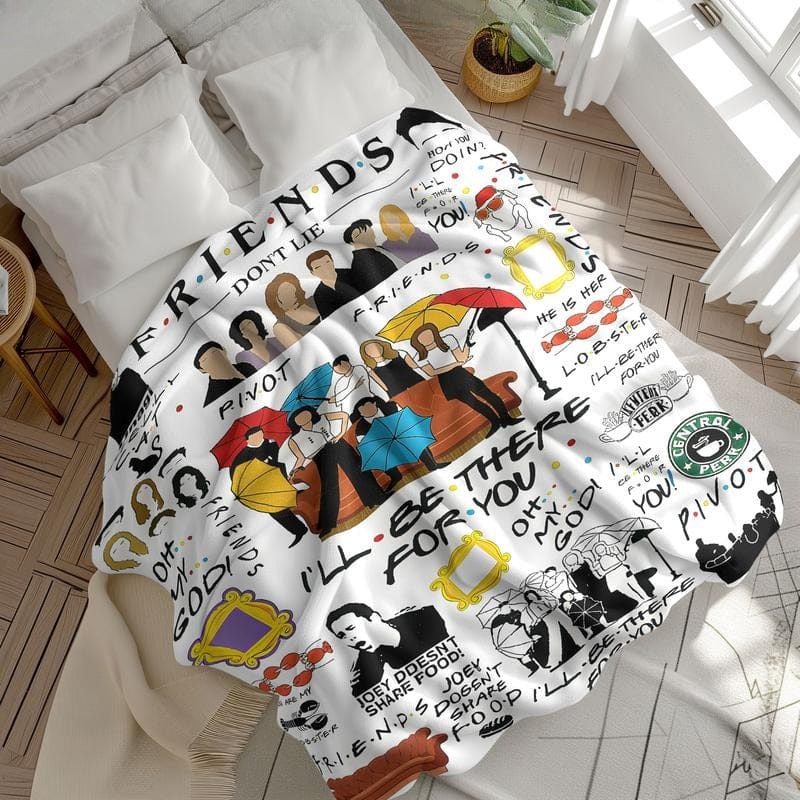 Friends TV Show Collage Flannel Blanket, Nostalgic Throw with Iconic Quotes & Scenes, Must-Have for Friends Fans & Sitcom Lovers - Image 2
