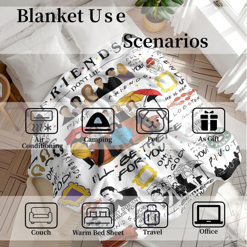 Friends TV Show Collage Flannel Blanket, Nostalgic Throw with Iconic Quotes & Scenes, Must-Have for Friends Fans & Sitcom Lovers - Image 5