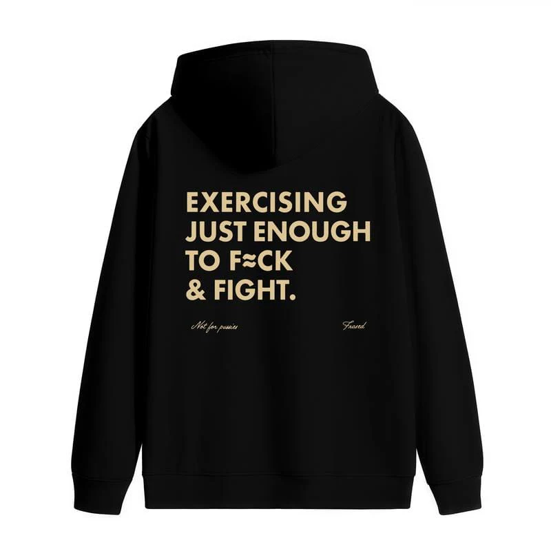 Funny EXERCISING JUST ENOUGH TO F≈CK & FIGHT Tee, Retro Vintage Y2K Streetwear - Image 3