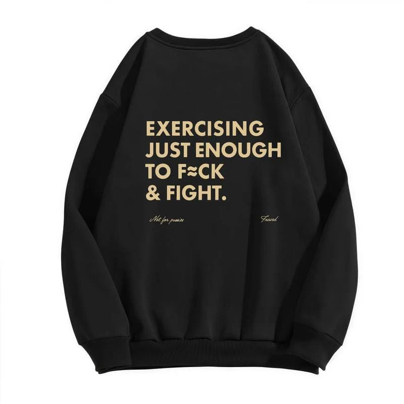 Funny EXERCISING JUST ENOUGH TO F≈CK & FIGHT Tee, Retro Vintage Y2K Streetwear - Image 4
