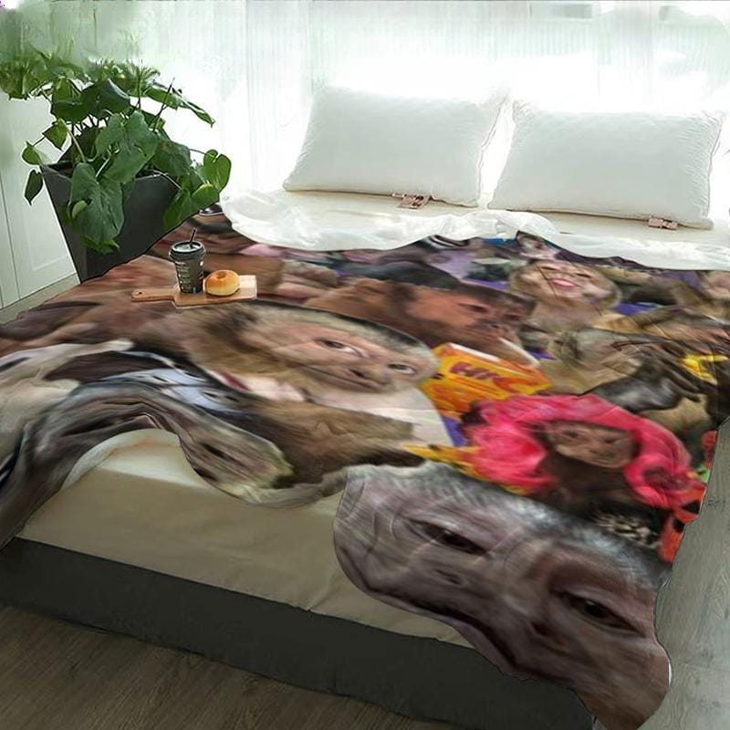 Funny Monkey Face Blanket, Soft Flannel Throw for Home Decor & Camping, Unique Gift for Animal Lovers, Warm & Durable Design Christmas gift Dream Weave Home - Image 5