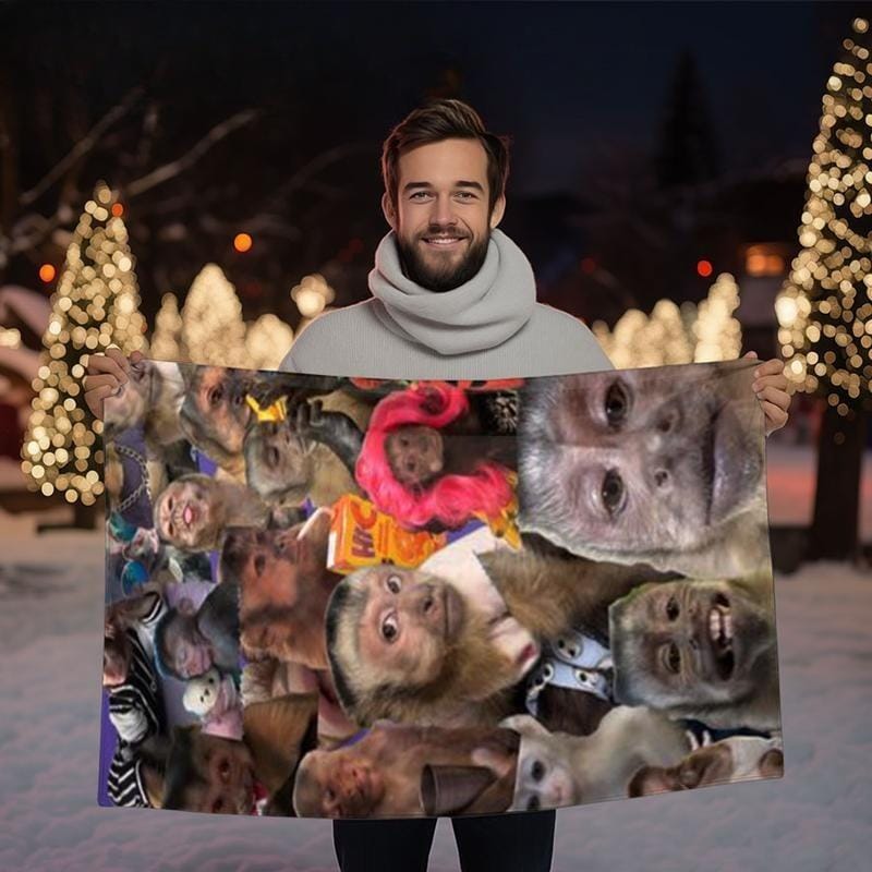 Funny Monkey Face Blanket, Soft Flannel Throw for Home Decor & Camping, Unique Gift for Animal Lovers, Warm & Durable Design Christmas gift Dream Weave Home - Image 6