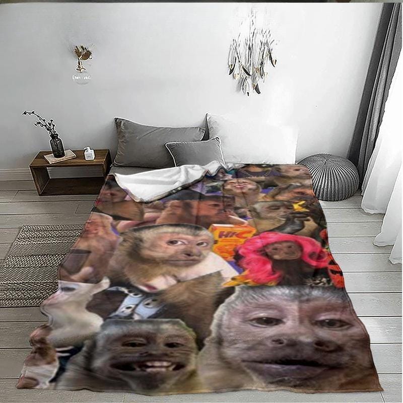 Funny Monkey Face Blanket, Soft Flannel Throw for Home Decor & Camping, Unique Gift for Animal Lovers, Warm & Durable Design Christmas gift Dream Weave Home - Image 7