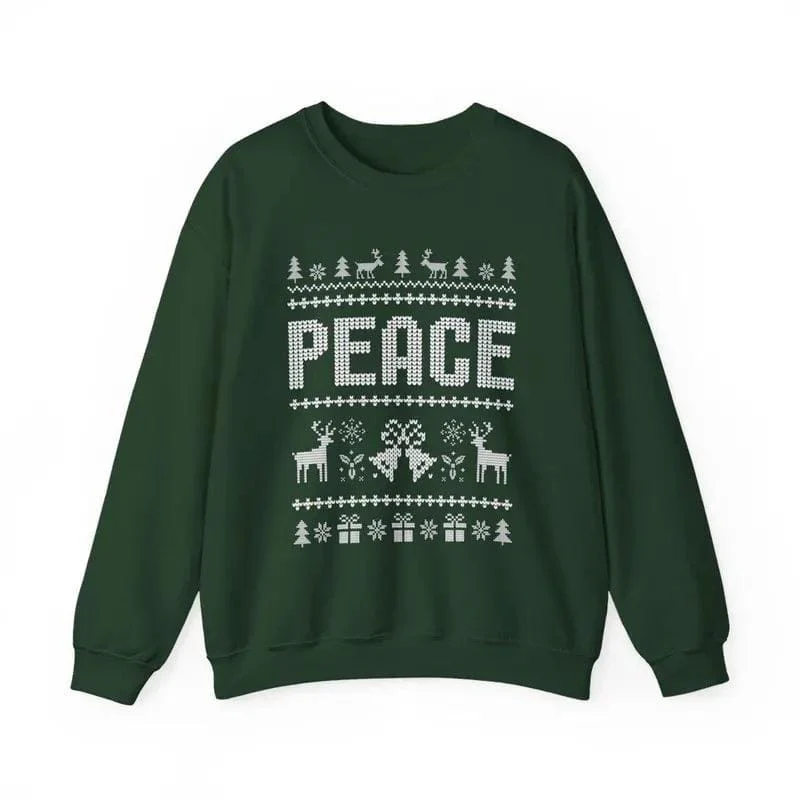 Funny ugly Christmas sweatshirts for couples, cute matching holiday outfits, plus 'I Come in Peace' sweatshirt for festive style - Image 3