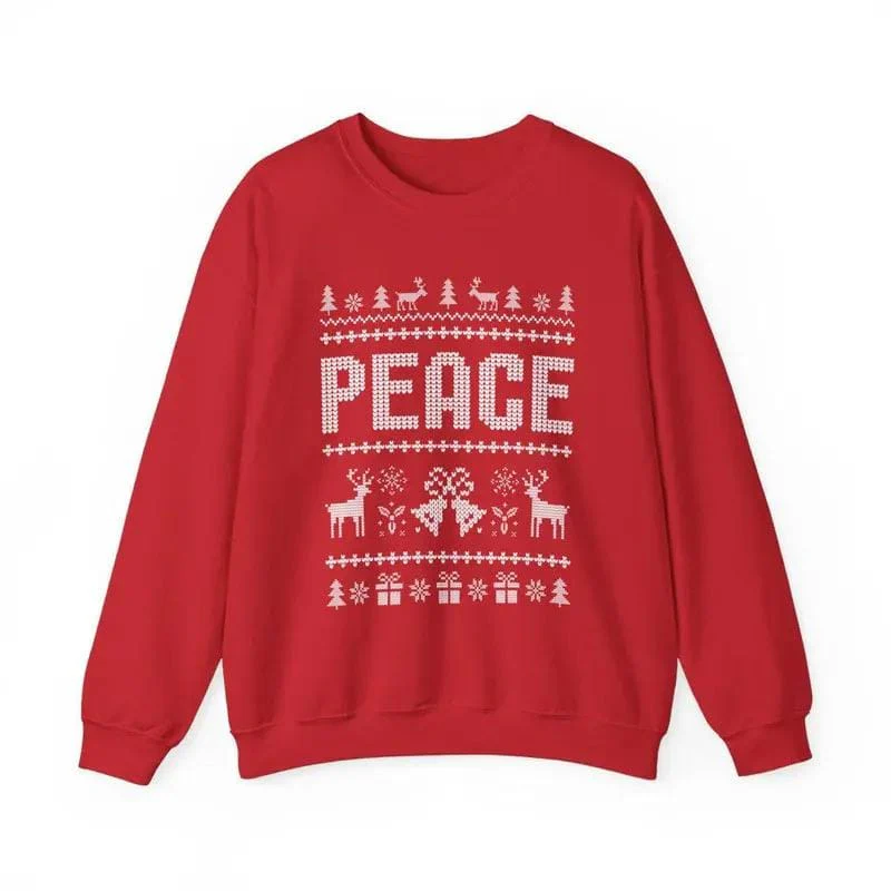 Funny ugly Christmas sweatshirts for couples, cute matching holiday outfits, plus 'I Come in Peace' sweatshirt for festive style - Image 4
