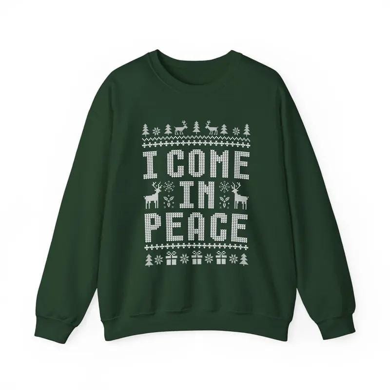 Funny ugly Christmas sweatshirts for couples, cute matching holiday outfits, plus 'I Come in Peace' sweatshirt for festive style - Image 5