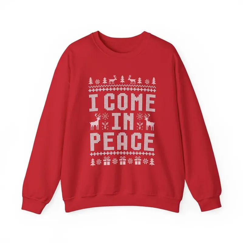 Funny ugly Christmas sweatshirts for couples, cute matching holiday outfits, plus 'I Come in Peace' sweatshirt for festive style - Image 6