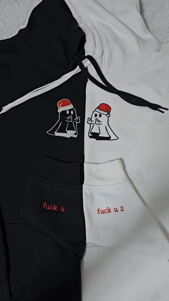 Ghost Middle Finger Christmas Hoodies - Image 2