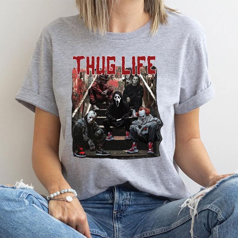 Halloween Horror Characters THUG LIFE Shirt - Image 3