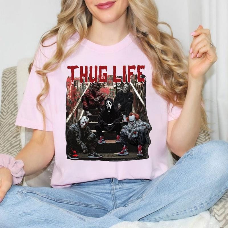 Halloween Horror Characters THUG LIFE Shirt - Image 5