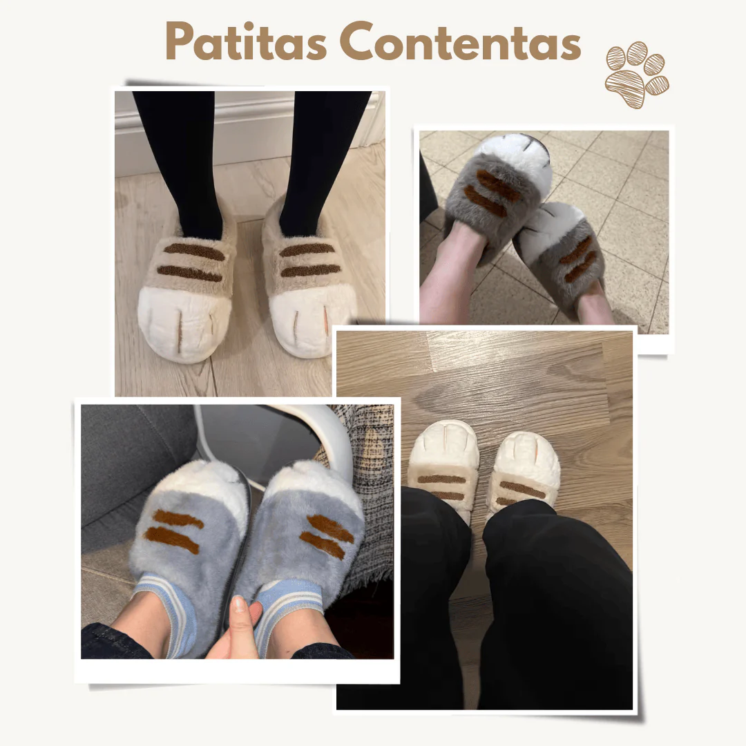 Healing Steps on Clouds: Ultra-Soft Plush Cat Paw Slippers, Sinking into Winter's Gentle Embrace. - Image 3