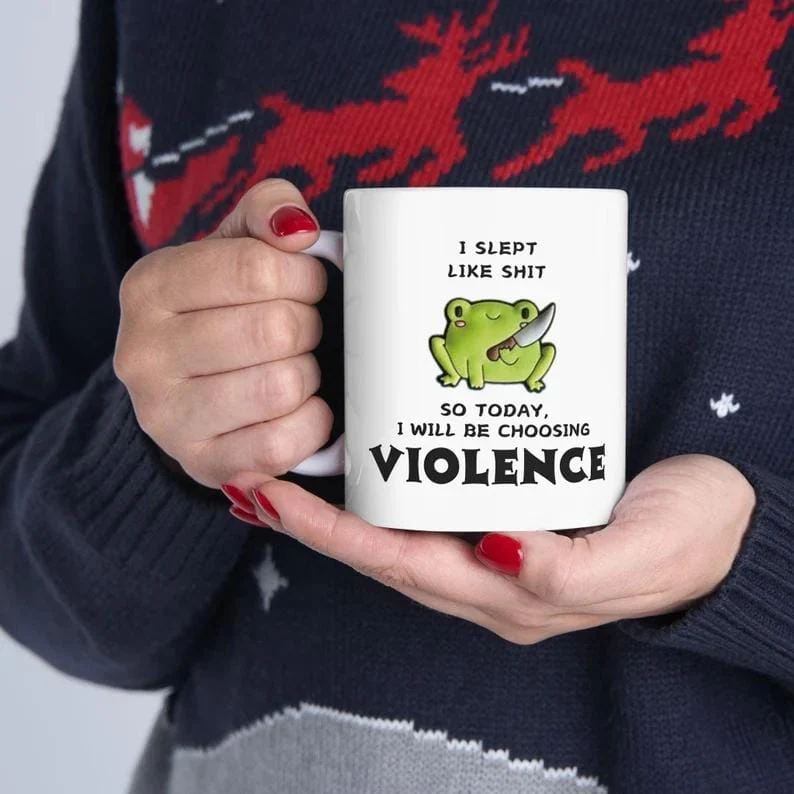 Kawaii rude trendy frog coffee mug, Ceramic black or white mug offensive gift for gen z millennials, Office mug sarcastic gag gift, 11 15 oz Funny Tumblers Drinkware - Image 8