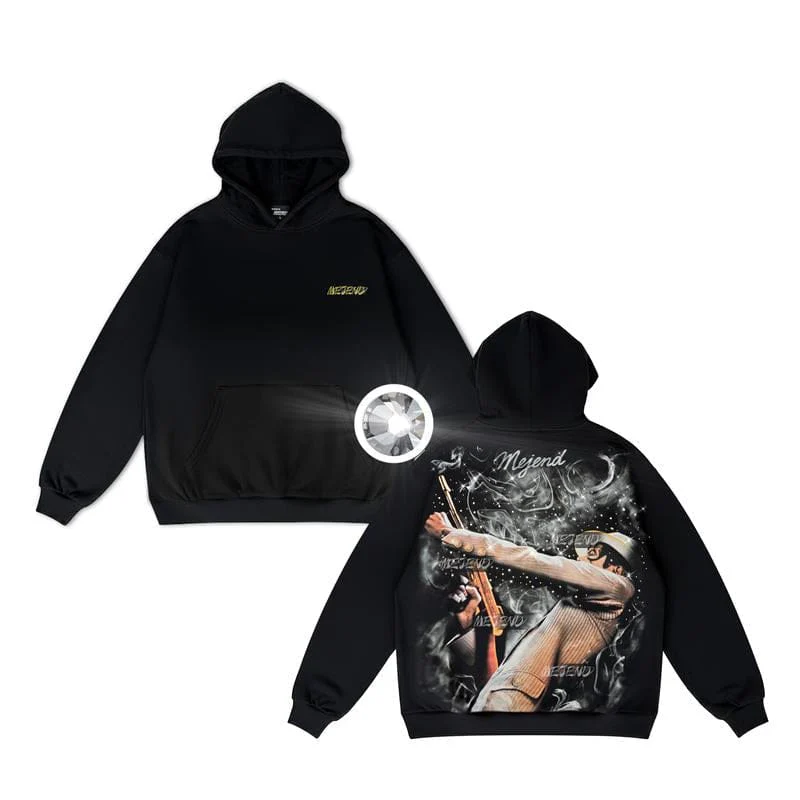 MeJend Unisex Graphic T-Shirt, Rhinestone Hoodie, 100% Cotton, Casual Tee & Pullover Hooded Sweatshirt, Streetwear for Men & Women - Image 3