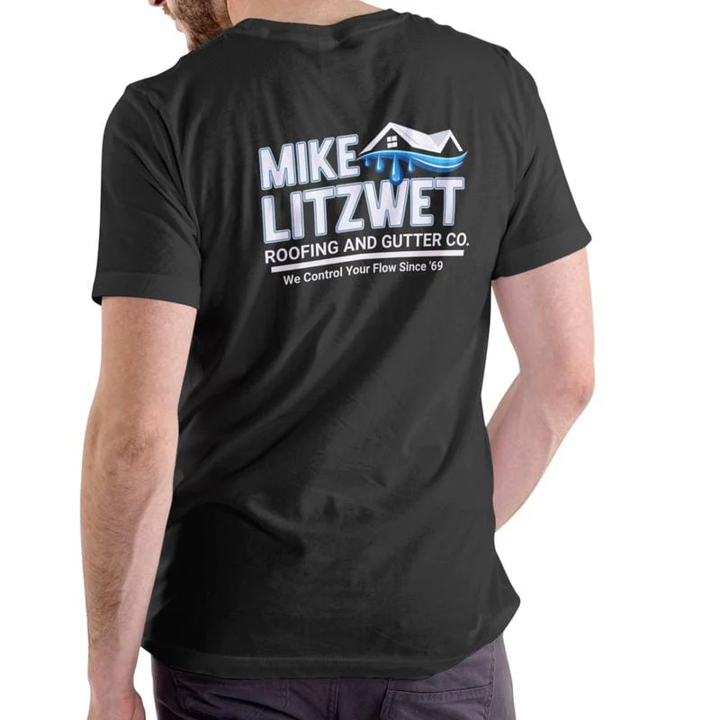 Mike Litzwet Roofing and Gutter Co. funny name T Shirt, Unisex Cotton