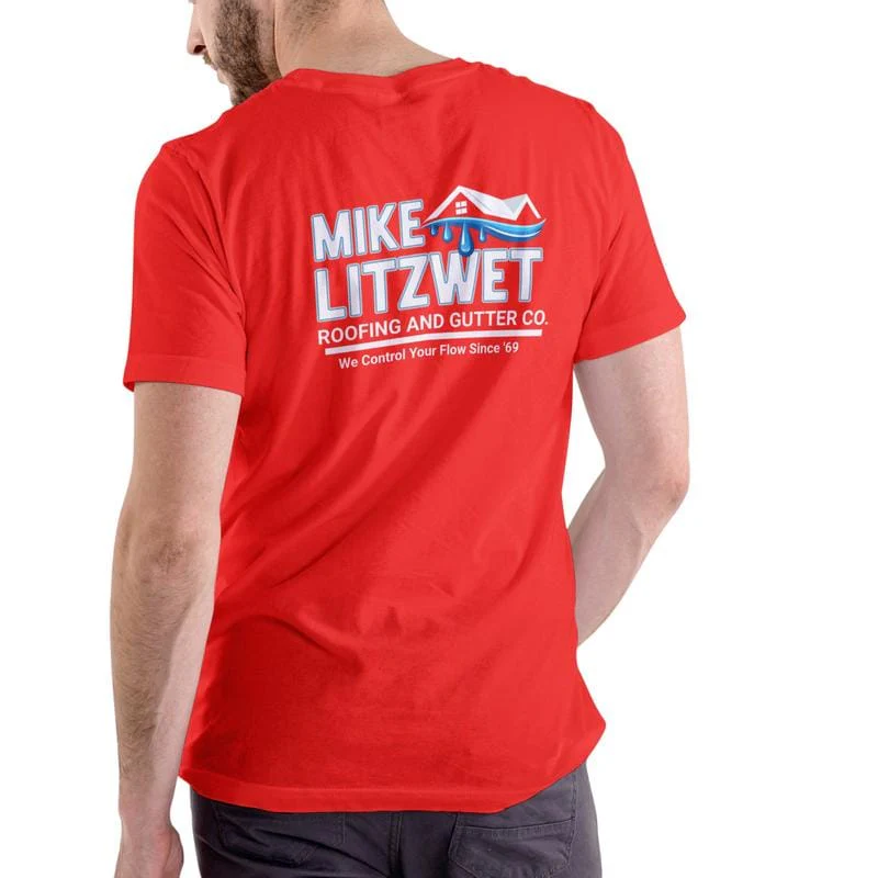 Mike Litzwet Roofing and Gutter Co. funny name T Shirt, Unisex Cotton - Image 2