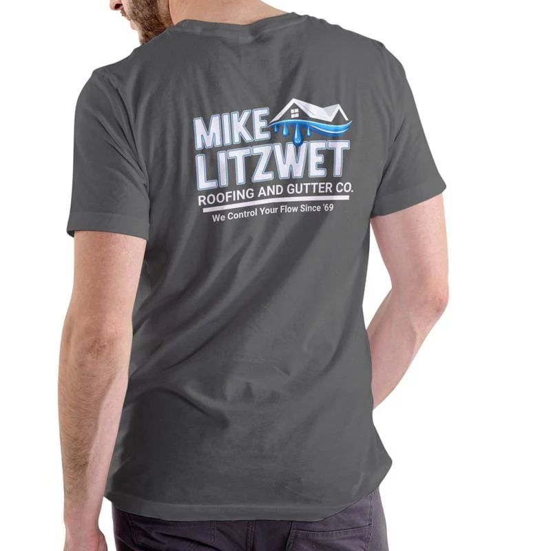 Mike Litzwet Roofing and Gutter Co. funny name T Shirt, Unisex Cotton - Image 3