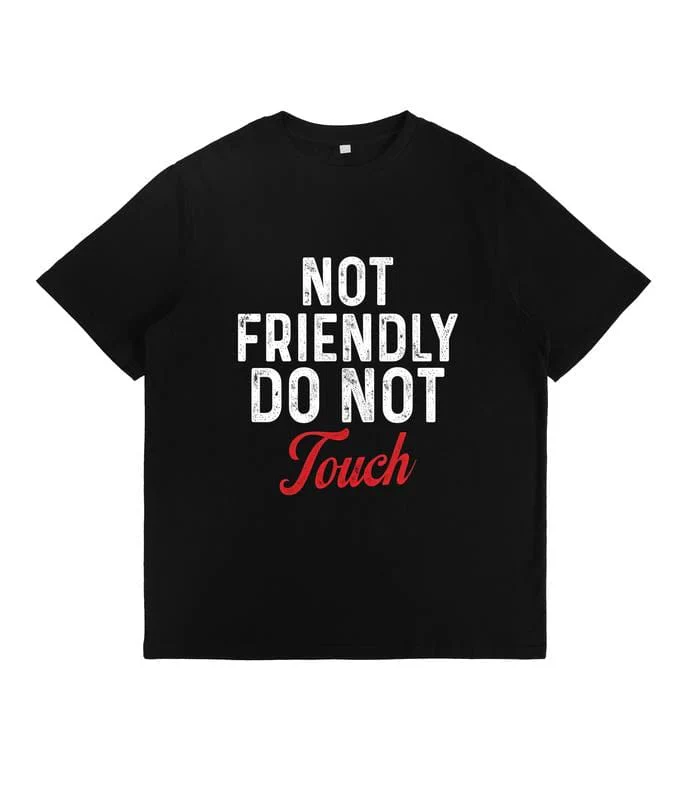 Not Friendly Do Not Touch" Humorous Black Hoodie - Ultra-Breathable & Durable - Casual Casual Attire with Kangaroo Pocket - Classic Fit for Spring/Fall - Image 2