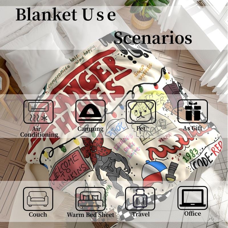 Stranger Things Season 5 and Collage Flannel Blanket, Soft Warm Cozy, Iconic Characters and Demogorgon Art, Ideal Gift for Netflix Fans - Image 4