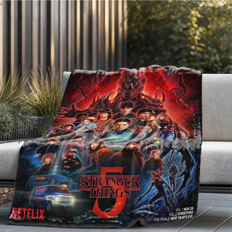Stranger Things Season 5 Flannel Blanket, Large Soft Lightweight Warm, Perfect for Bed Sofa Office Camping Travel, Christmas Winter Gift - Image 5