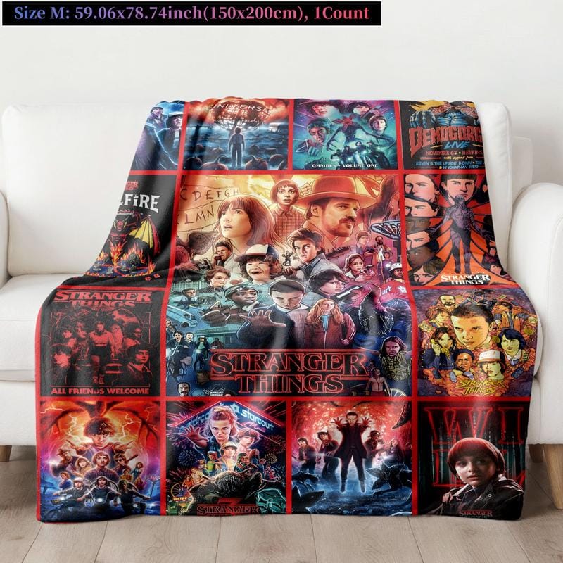 Stranger Things Theme Throw Blanket, Bold Poster-Style Artwork, Vivid Sci-Fi Energy, Soft and Cozy, Perfect for Sofa Bed or Décor, Heartwarming Blanket Gift - Image 5