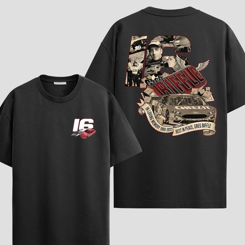the biff vintage racing tee, front and back print stock car nostalgia, unisex graphic shirt