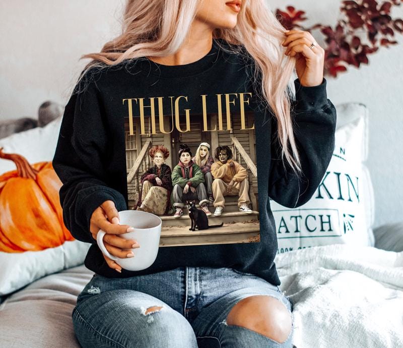 Thug Life Hocus Pocus Halloween Vintage T-Shirt, Sweatshirt, Hoddie - Image 4