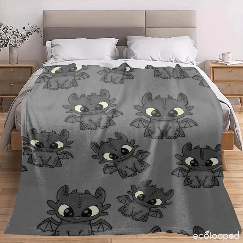 Toothless Flannel Blanket How to Train Your Dragon Pattern Cozy Soft Lightweight Warm for Couch Sofa Bed Living Room Travel Home Decor Gift - Image 3