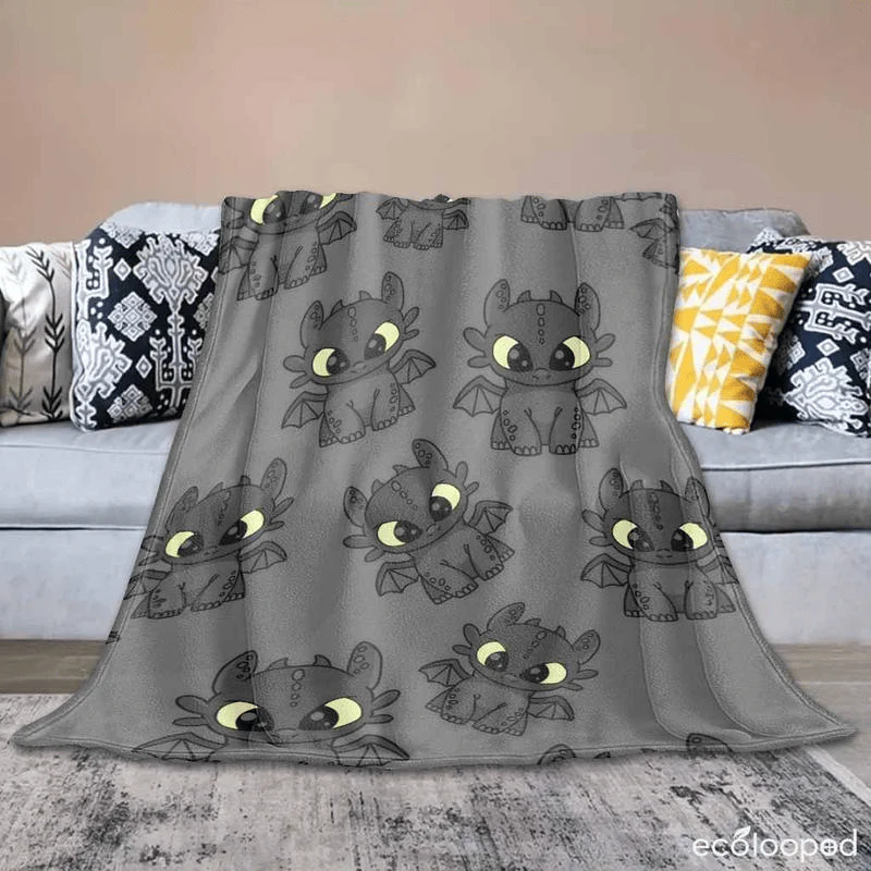 Toothless Flannel Blanket How to Train Your Dragon Pattern Cozy Soft Lightweight Warm for Couch Sofa Bed Living Room Travel Home Decor Gift - Image 4
