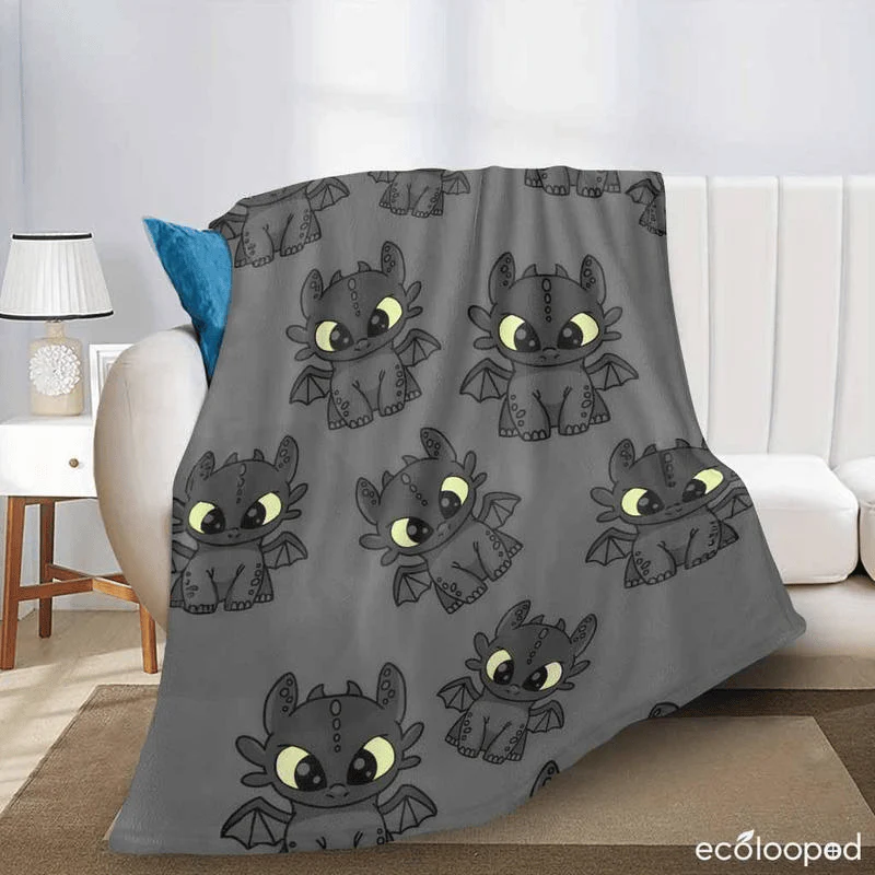 Toothless Flannel Blanket How to Train Your Dragon Pattern Cozy Soft Lightweight Warm for Couch Sofa Bed Living Room Travel Home Decor Gift - Image 5