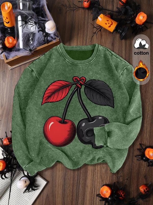 Women's Casual Vintage Soft Pullover Sweatshirt, Round Neck Long Sleeve Fleece Lined Hoodie for Fall Winter Fashion - Image 2
