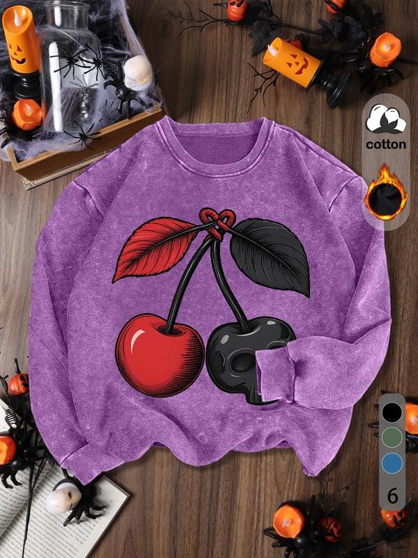 Women's Casual Vintage Soft Pullover Sweatshirt, Round Neck Long Sleeve Fleece Lined Hoodie for Fall Winter Fashion - Image 3